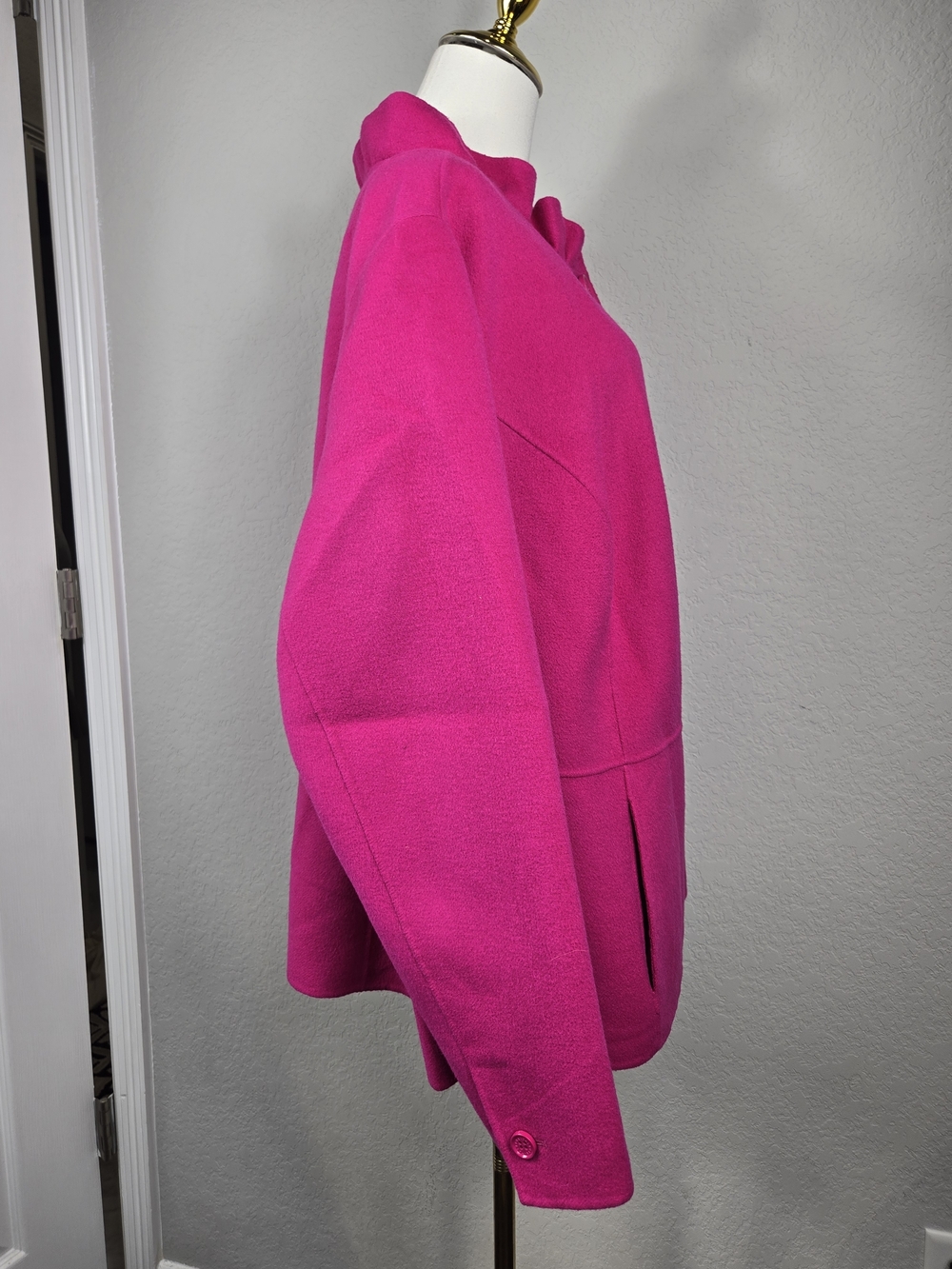 Talbots Hot Pink Wool Blend Ruffle Collar Jacket 22W Plus Size - Picture 6 of 13